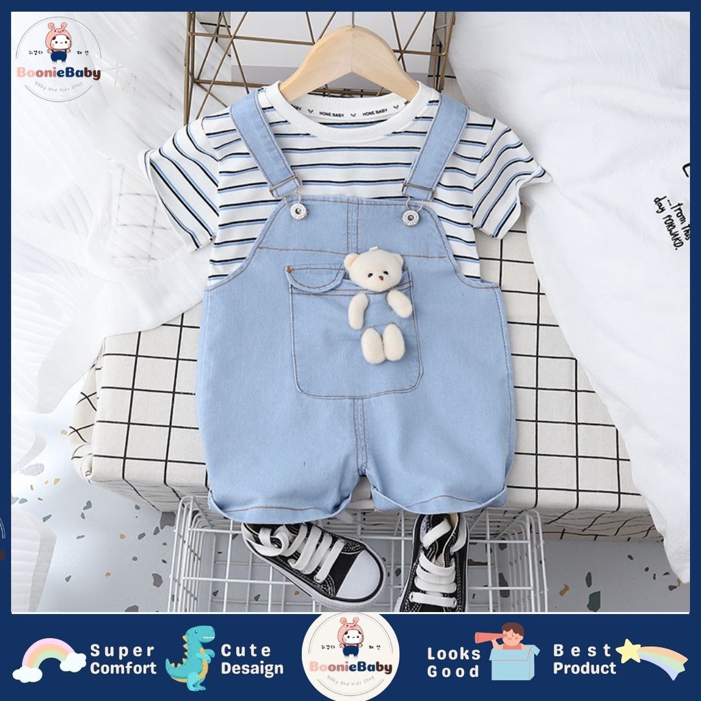 boonie setelan baju anak laki laki import Setelan anak cowok import baju anak laki laki import motif garis simple SET ANSOP H BEAR