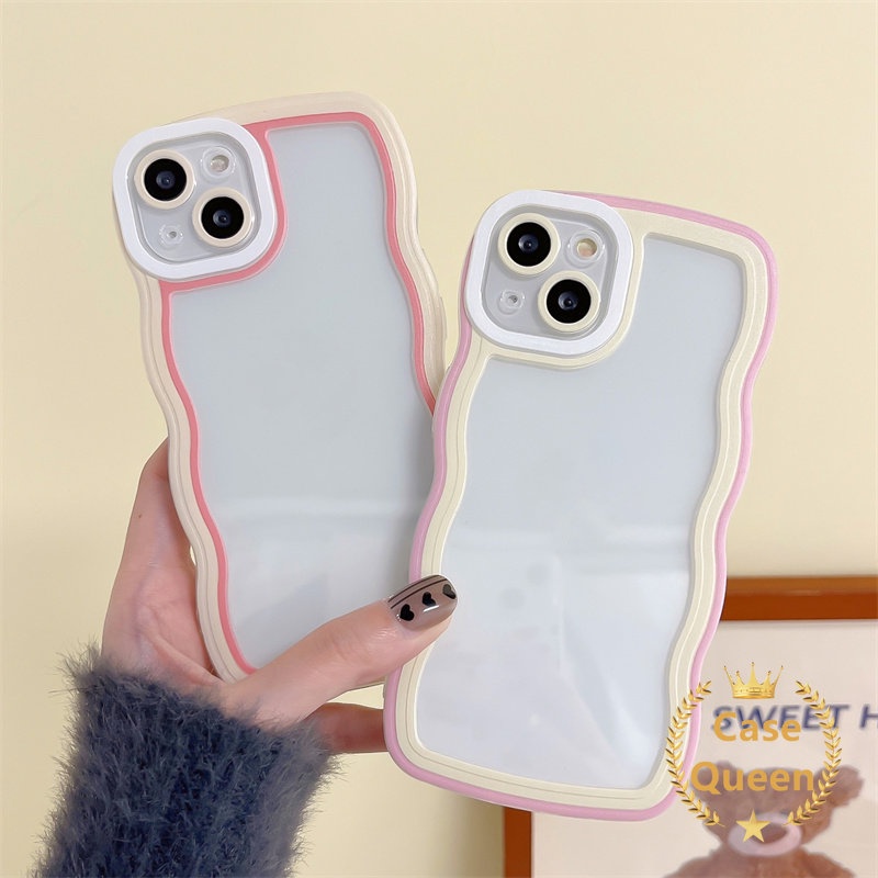 Case Oppo A17 A15 A16 A12 A7 A16K A16E A54 A95 A57 2022 A5s A3s A74 A12E A31 A76 A96 A36 A17K A52 A92 A55 A53 A5 A5 A5 A9 2020 A16s A1K F9 F9Pro Wavy Edge Macaron Candy Color Case