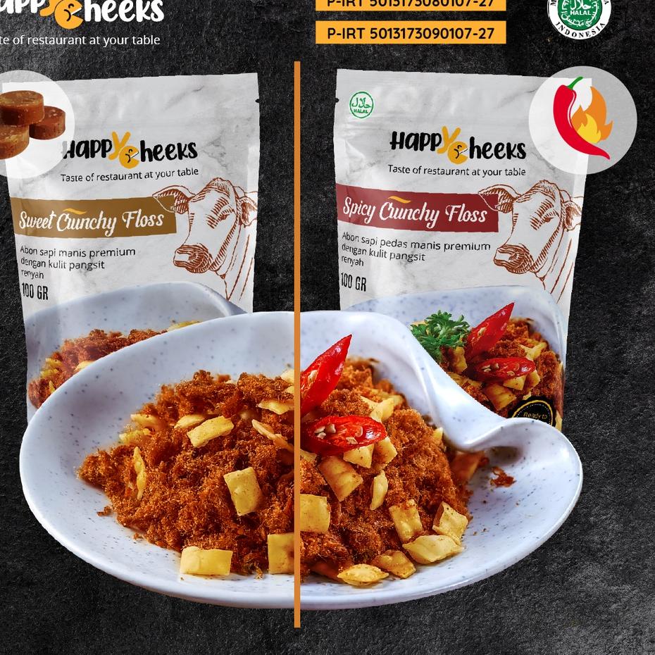 

DE9™ happYCheeks Crunchy Floss 100gr / abon sapi halal premium / abon sapi manis / abon sapi pedas / abon pangsit crispy Harga Murah
