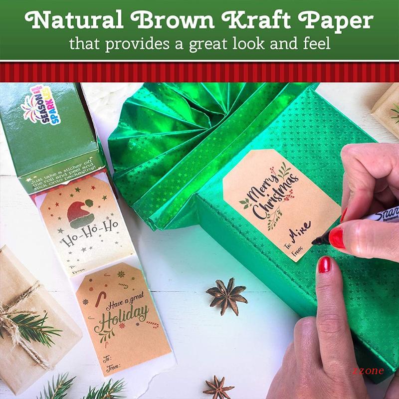 Zzz 300pcs / 1 Rol Kertas Tag Natal Tahan Lama 2 Warna