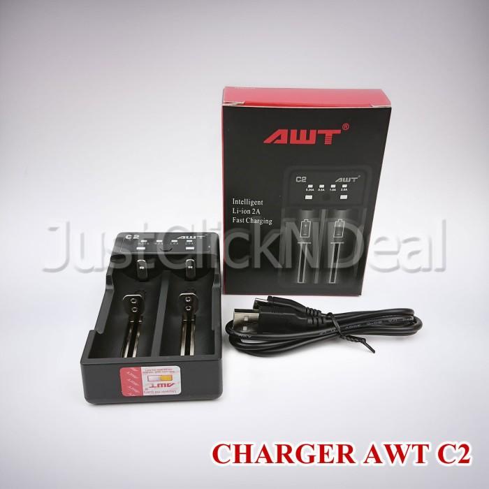 Authentic AWT C2 Fast Charging 2A USB Charger Baterai 18650 26650