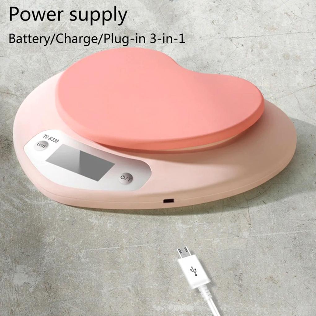 Timbangan Dapur Rechargeable Heart Adjustable Digital Gram Weight Table Portable Barbecue Balance Timbangan Memasak