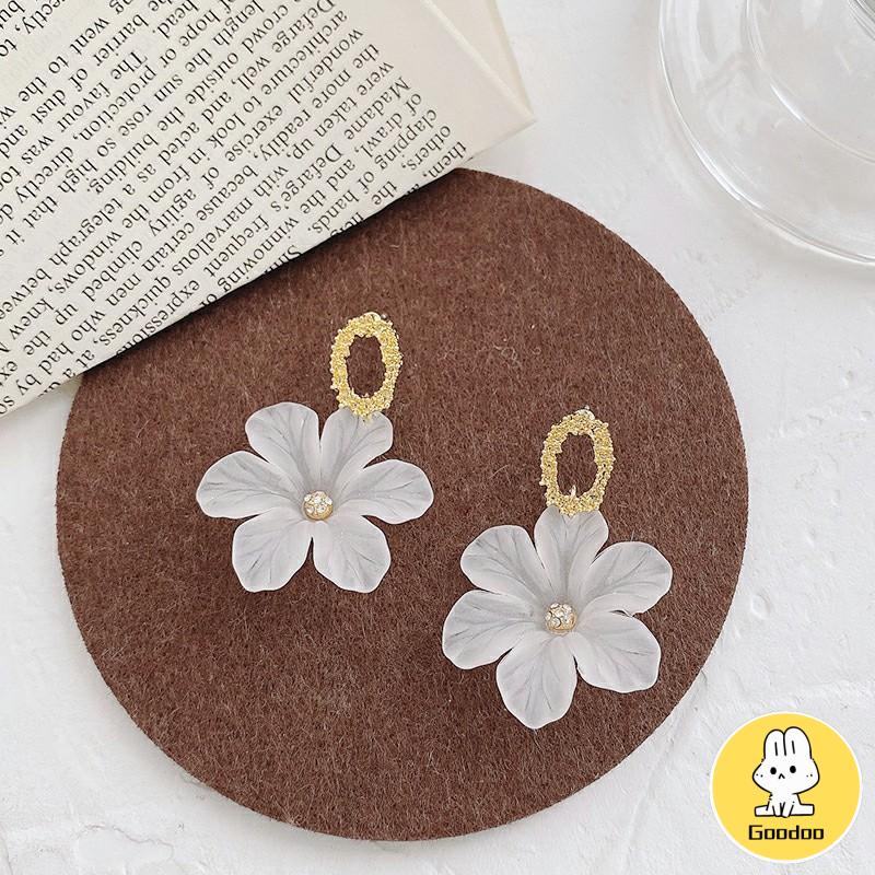 S925 Silver Needle Flower Shape Gaya Segar Anting Pejantan Cocok untuk Wanita -Doo