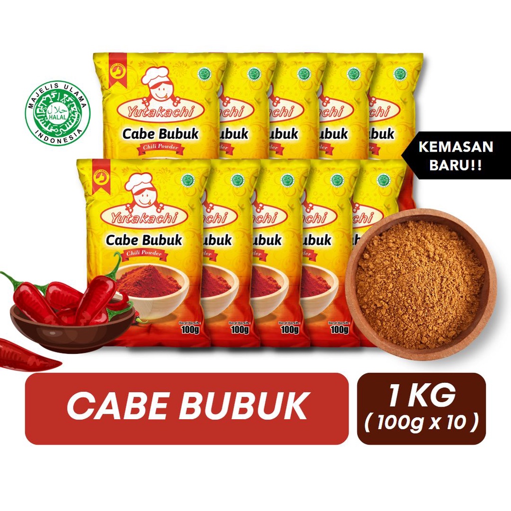 Cabe Bubuk Renteng 1Kg (10pcs) @100Gram Yutakachi / Chili Powder / Gochugaru / Pusat Bumbu