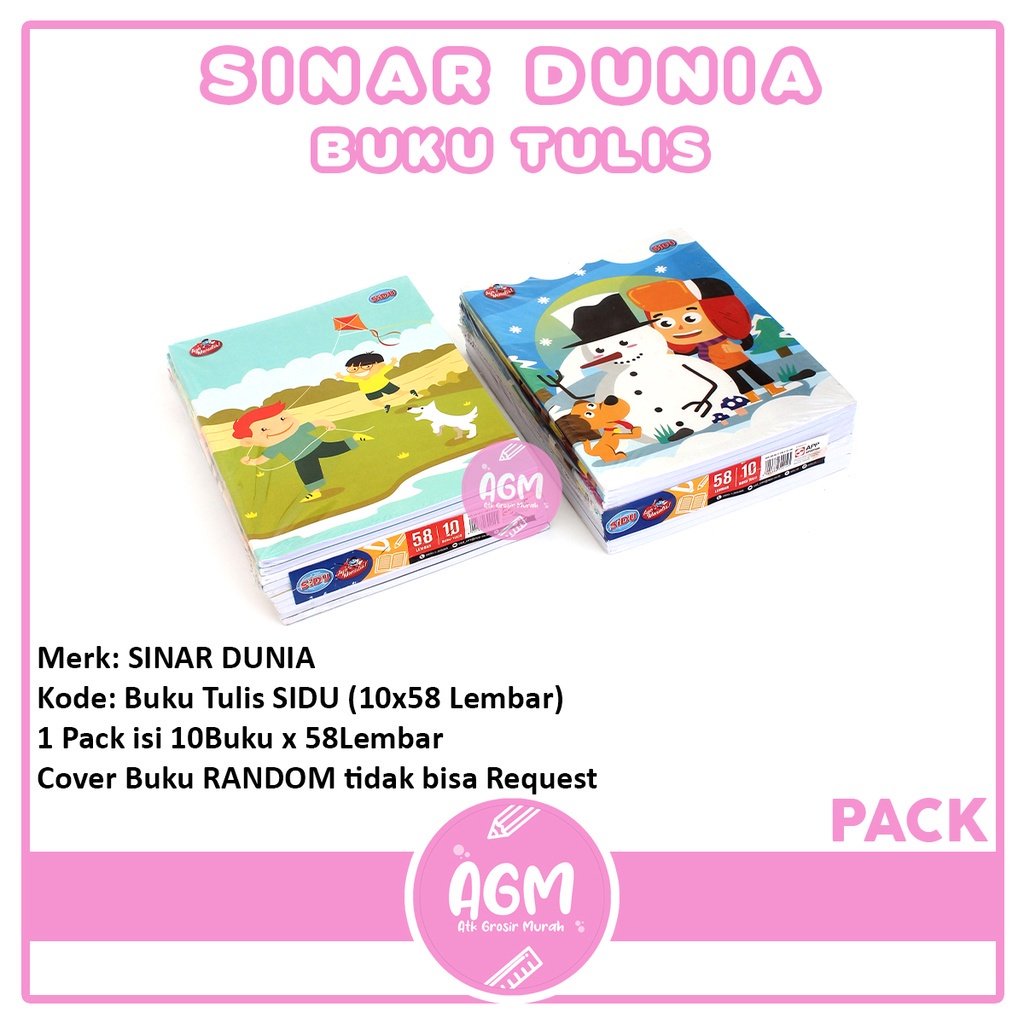

Buku Tulis SINAR DUNIA / SIDU 10x58 Lembar [1PACK ]