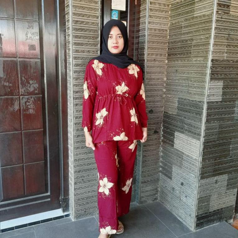 Setelan Tie Dye / Tie Dye Serut / One Set Rayon / Lengan Panjang / Motif Kembang ▫ LC.18Oc22n