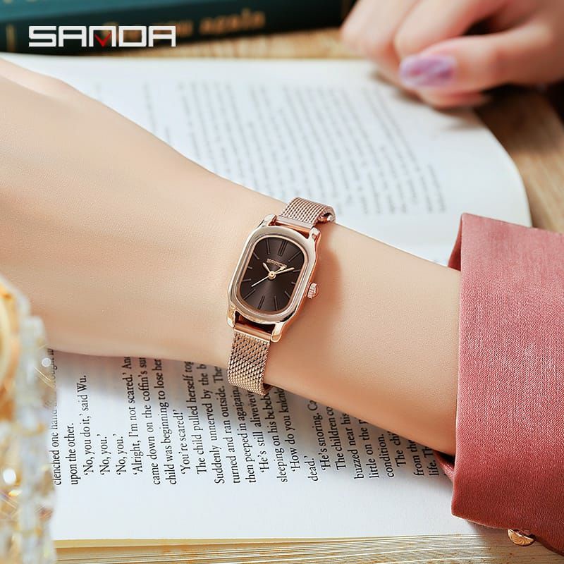 NEW SALE! SANDA P1104 Jam Tangan Wanita Analog Tali Kulit Stainless Steel Quartz