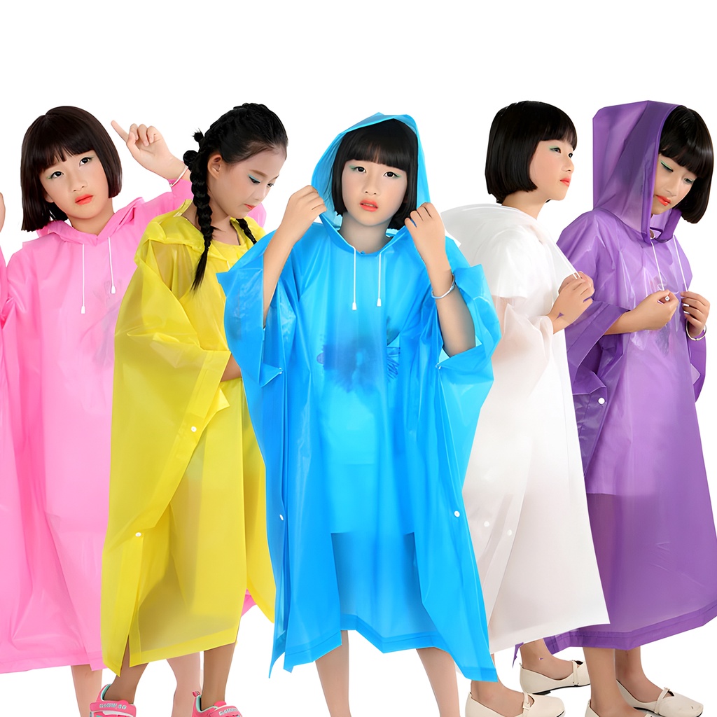Jas Hujan Ponco Anak Fashionable Korea Transparant Bahan Tebal Anti Bocor -1020