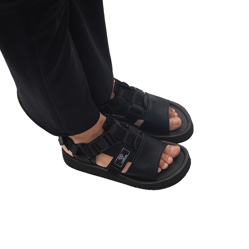 THREE BOX - Sandal Platform Wedges Tali Wanita Medium Jumbo - KENYA BLACK