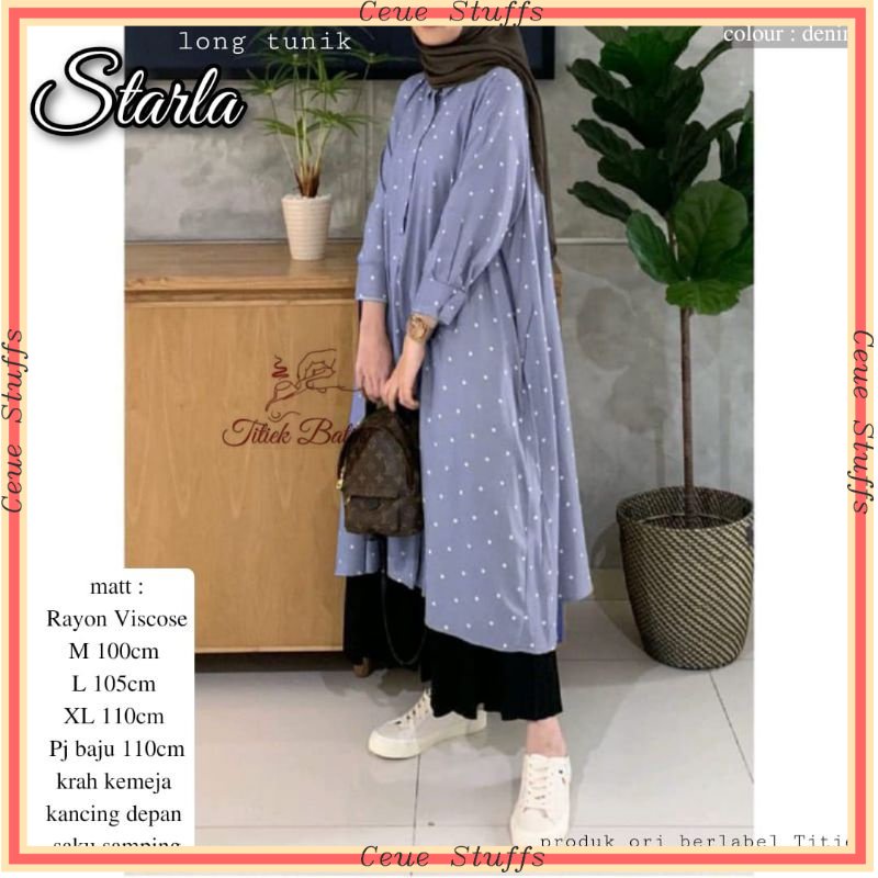 PROMO ATASAN WANITA IMPORT TERMURAH PREMIUM OOTD  Starla Long Tunik Atasan Rayon Viscose Premium Ade
