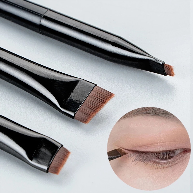 3 Pcs / Set Brush Blending Alis Eyeliner Portabel Model Datar Untuk Makeup