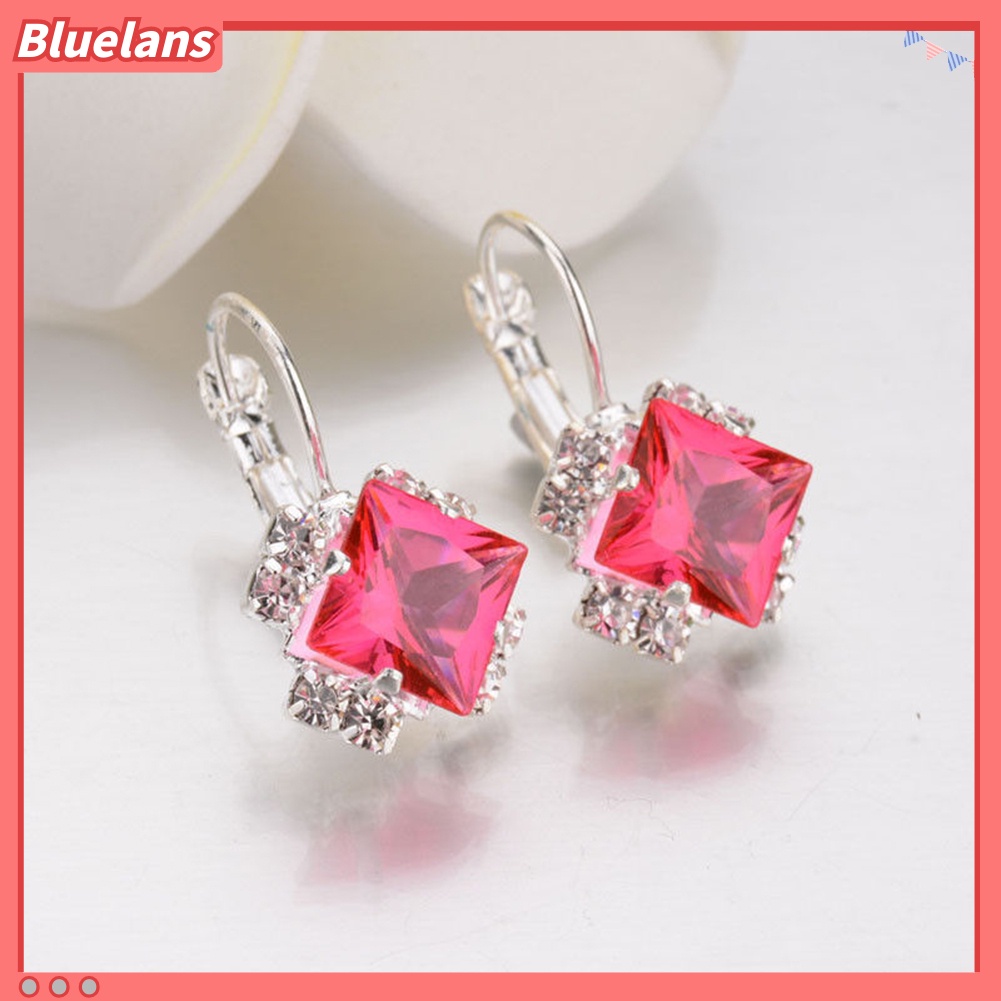 Bluelans Women Fashion Shiny Rhinestone Leverback Earrings Engagement Wedding Jewelry