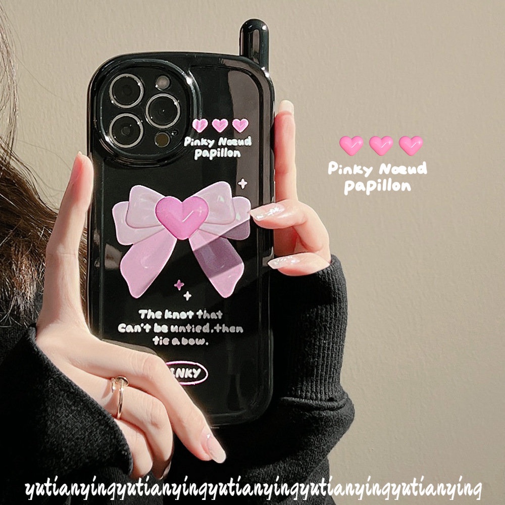 Soft Case Hp Gambar Hati + Pita Untuk IPhone 11promax / 13 / 14 / 12pro MAX / 7 / 8plus / XR / X / XS MAX / SE