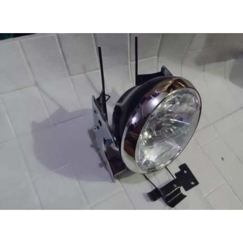 Paket Lampu Depan Bulat Hitam RX-King Plus Breket Kualitas Terbaik