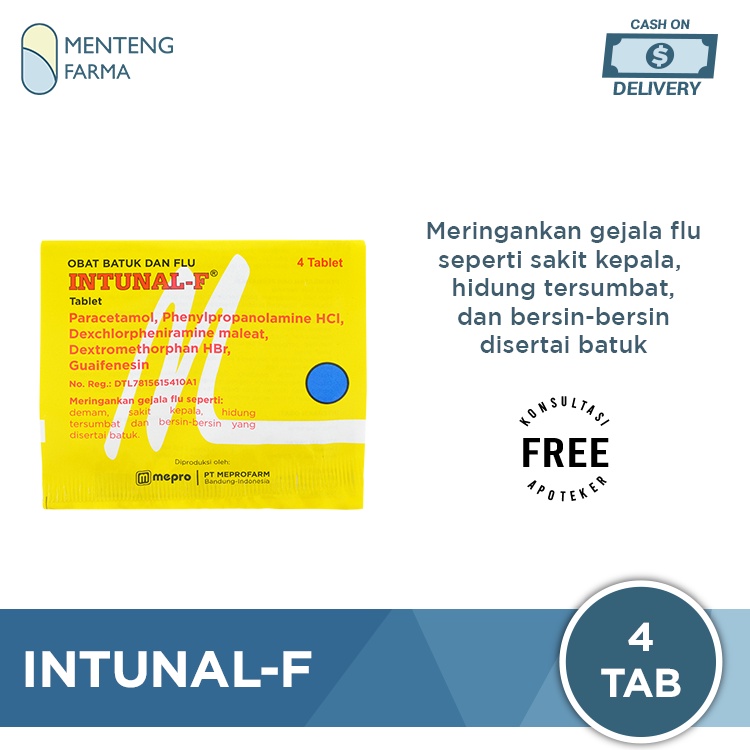 Intunal F 4 Tablet - Pereda Gejala Flu, Hidung Tersumbat, dan Bersin-bersin