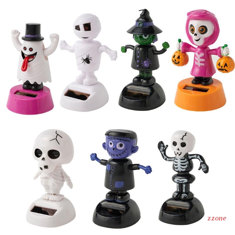 Ornamen Kepala Boneka Bobble Dancer Halloween Tenaga Surya Untuk Mobil