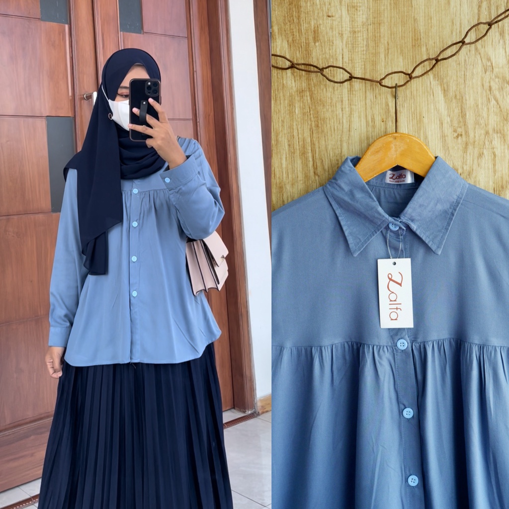 HARUKA blouse by ZALFA OUTFIT / kemeja rayon / blouse rayon / kemeja polos