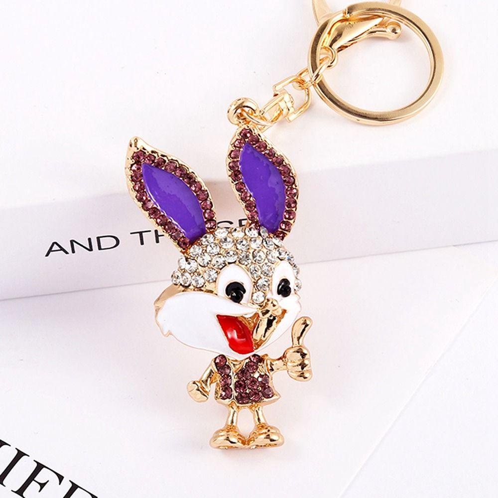 Mxbeauty Berlian Imitasi Kelinci Gantungan Kunci Kreatif Ornamen Perempuan Anak Hadiah Mainan Ransel Liontin2023Tahun Kelinci Logam Kunci Gesper Kristal Kunci Lanyard