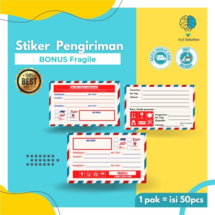 

Hemat (50Pcs) Stiker Pengiriman Fragile , Pengiriman Olshop Gilaa!!!