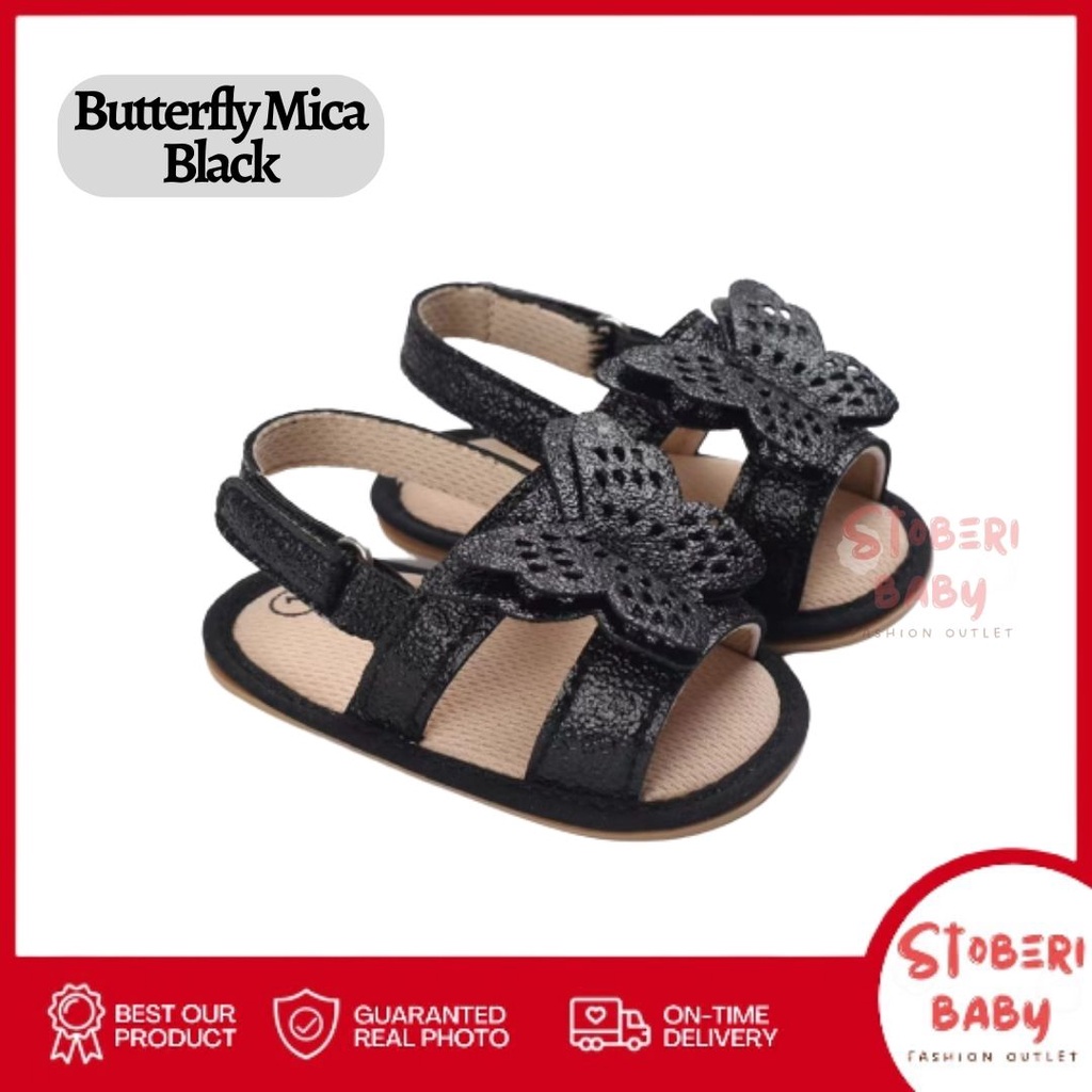PUNCAK 3.3 stoberi baby - PREWALKER Sepatu Anak Bayi Baby Shoes Sandal Casual Socks Anti Slip Bahan Import / BUTTERFLY MICA