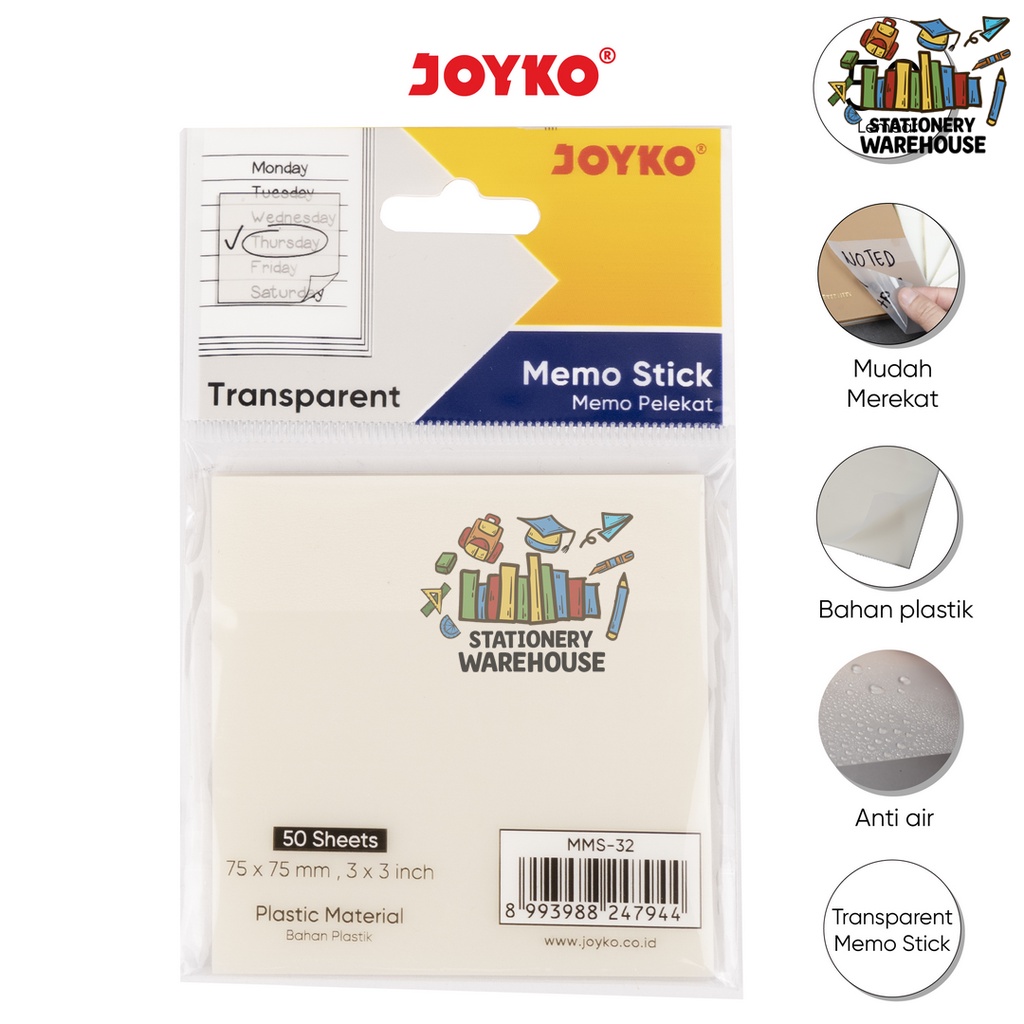 

Memo Stick Sticky Note Kertas Memo Tempel Joyko MMS-32 Transparent