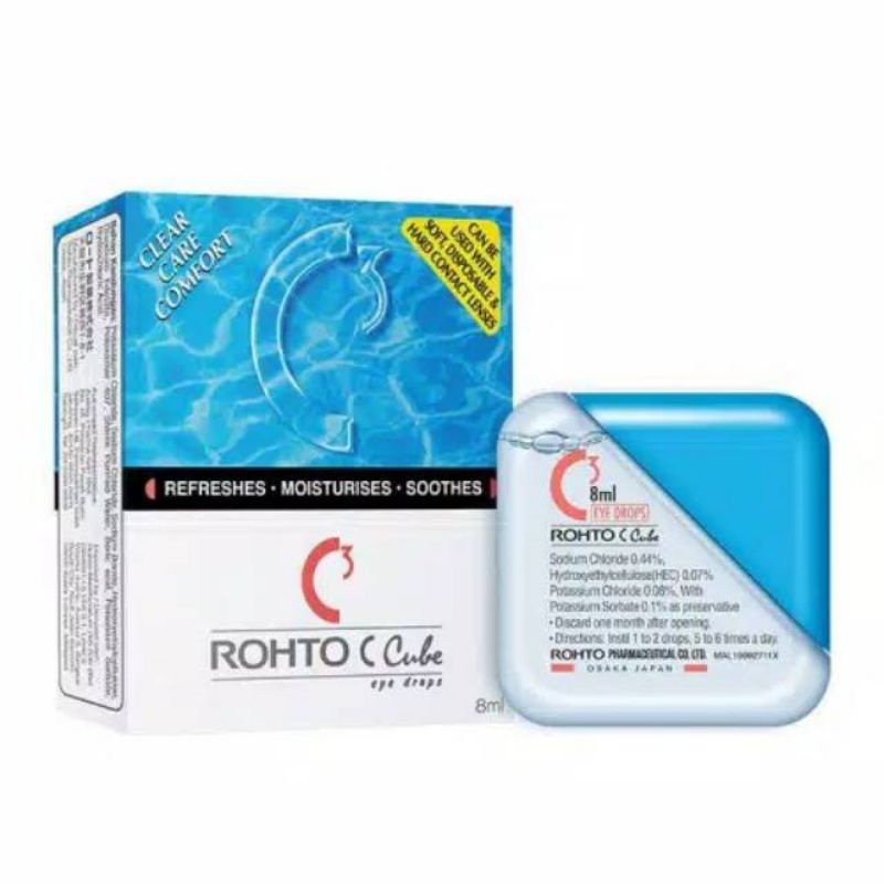 Obat tetes mata softlens ROHTO CUBE 8ml/obat tetes mata merah saat menggunakan softlens/tetes