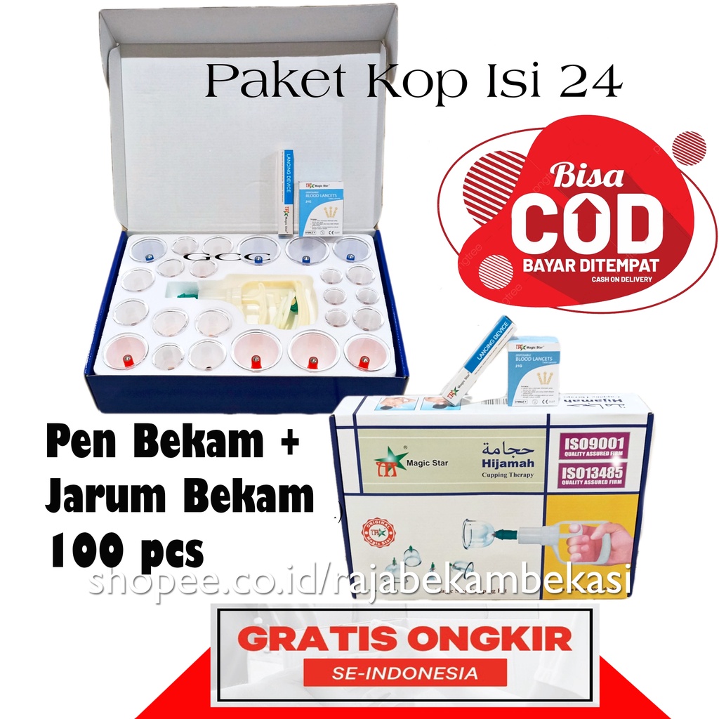 Paket Bekam Komplit  Isi 24 Hijamah Magicstar Bonus PENA dan JARUM 100 PCS