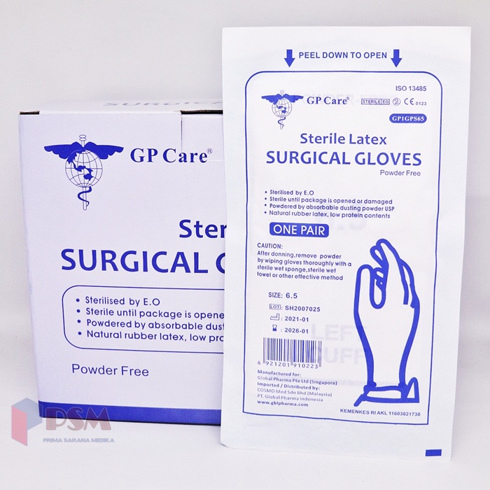 Handscoon Surgical Gloves Latex Sterile Free Powder GP Care Cosmomed  / Sarung Tangan Steril