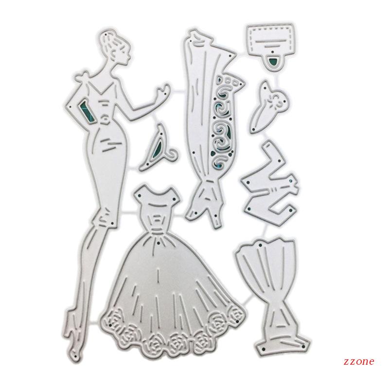 Cetakan Stensil Cutting Dies Motif Dress Perempuan Bahan Metal Untuk Scrapbook / Craft DIY