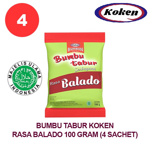 

Koken Food Bumbon Bumbu Tabur Serba Guna Rasa Balado (100g) 4 sachet
