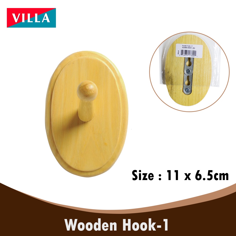 Ktmstore Villa Wooden Hooks 01 Gantungan Baju Dinding Kayu tebal kokoh Kamar