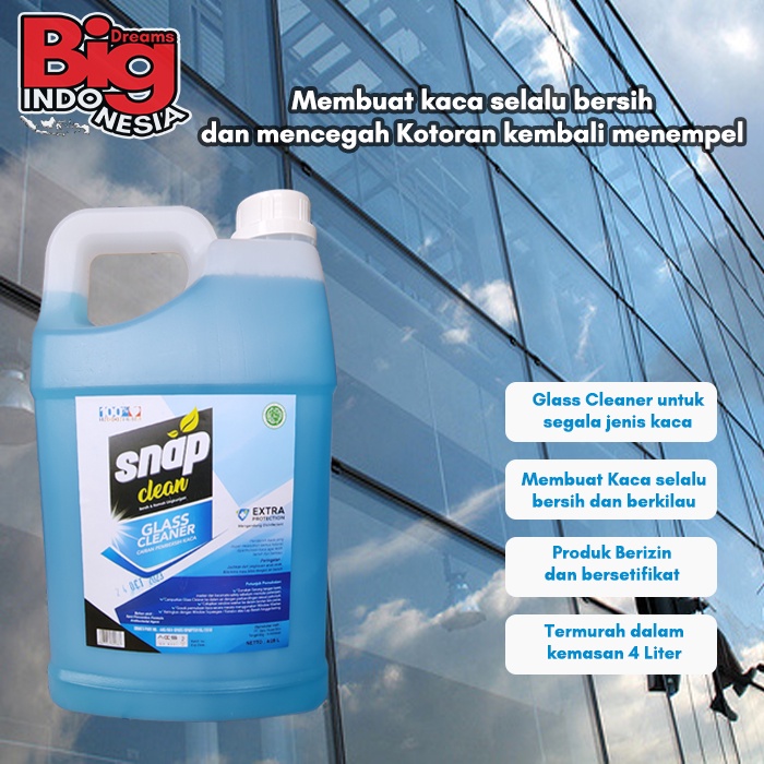 Pembersih Kaca Glass Cleaner Snap Clean 4 Liter Instant Sameday