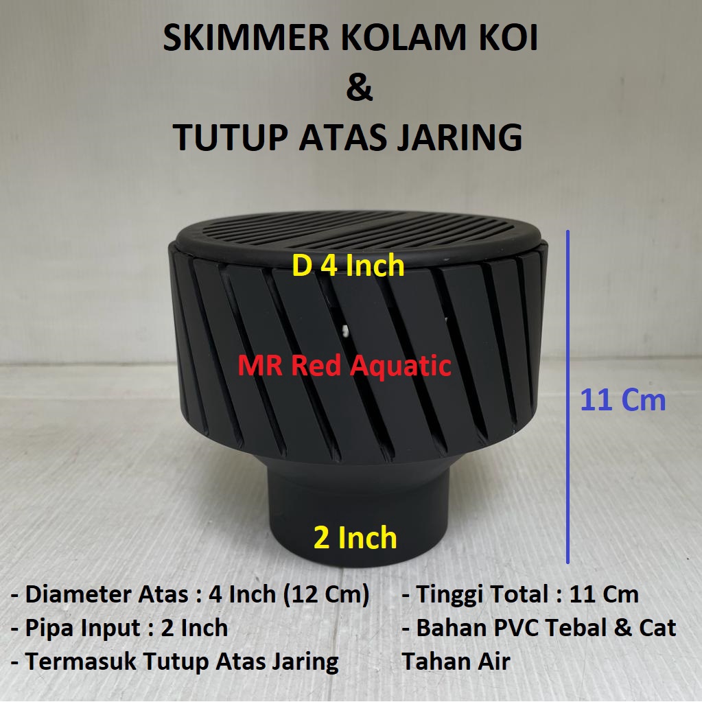 Jual Skimmer Kolam Koi D 4 x 2 Inch Set Tutup Jaring Filter Skimer