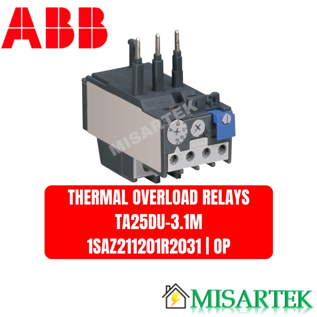 Jual Thermal Overload Relay TA25DU3.1 (2.2-3.1A) ABB 1SAZ211201R2031 ...