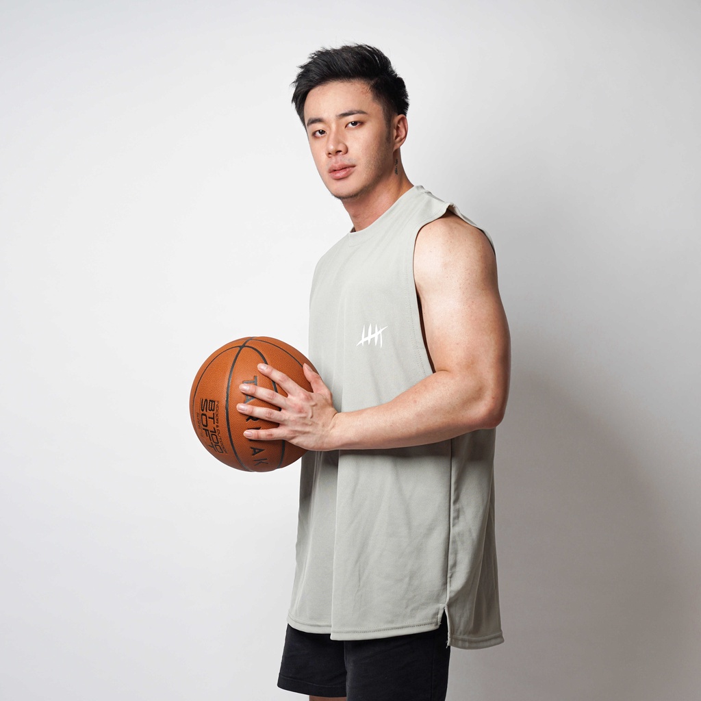 DONSON Sportswear Simple Low Cut Singlet Dalaman Tanktop Olahraga Kasual Sport Extra Fine Polyester Grey Jumbo