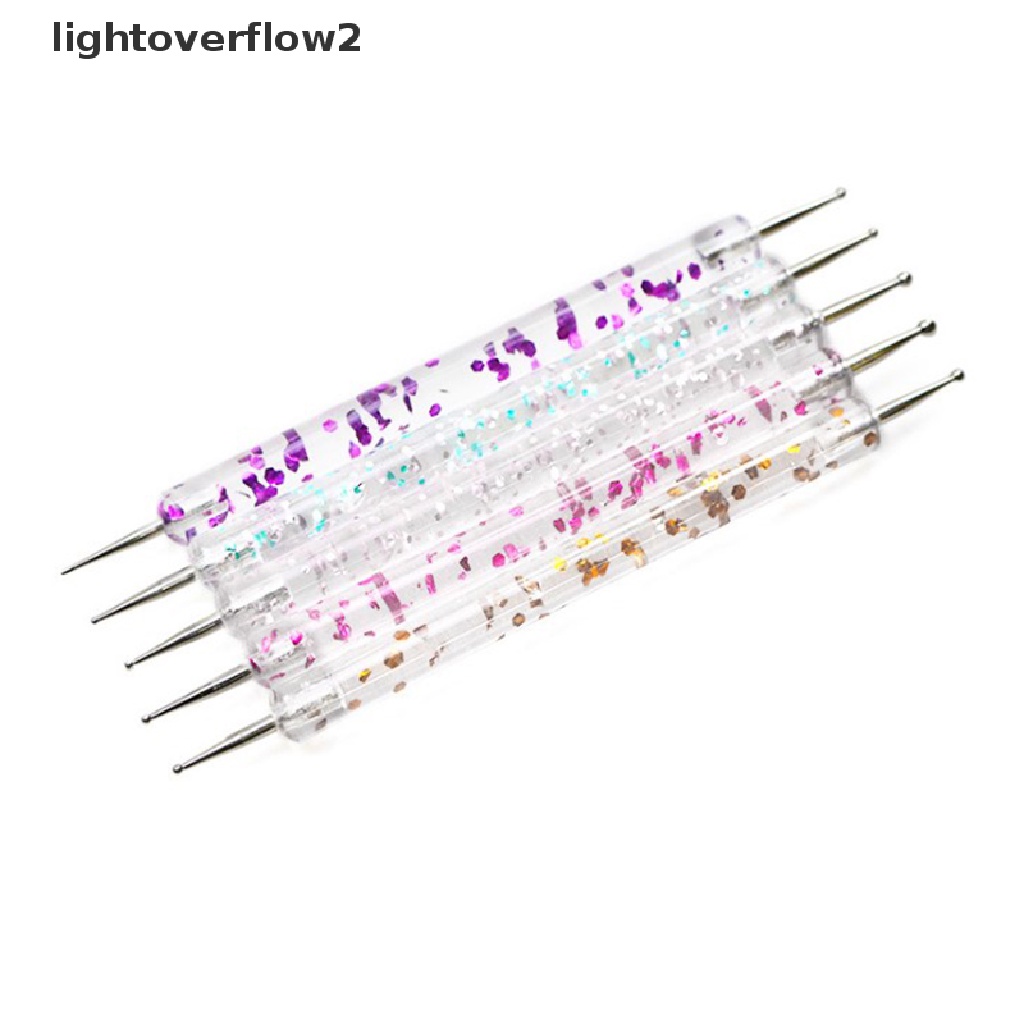 (lightoverflow2) 5pcs / Set Pena Dotting 2 Sisi Untuk Nail Art / Manicure (ID)