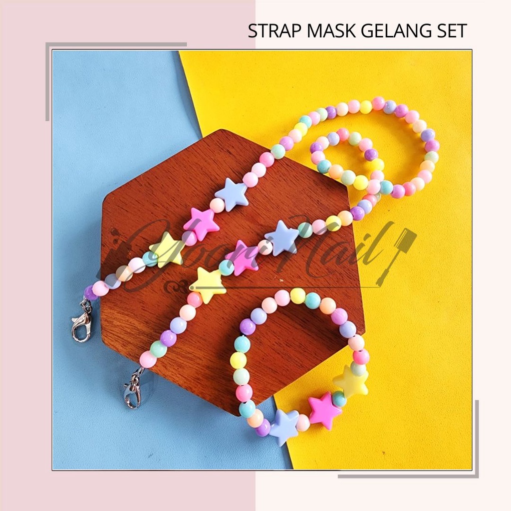 Strap masker gelang set nama strap tali masker custom kalung masker manik anak dewasa