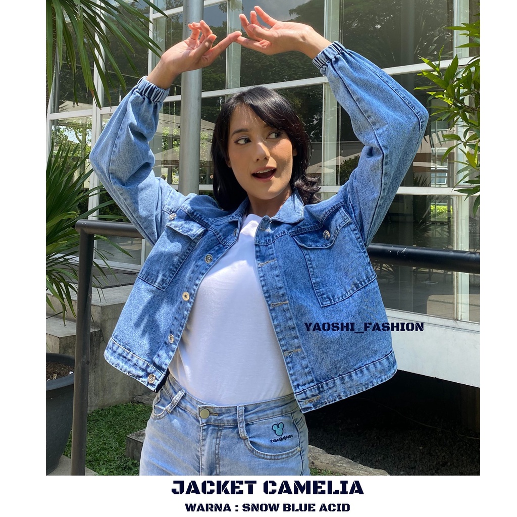 YAOSHI- JACKET DENIM WANITA /JAKET JEANS  OVER SIZE CAMELIA