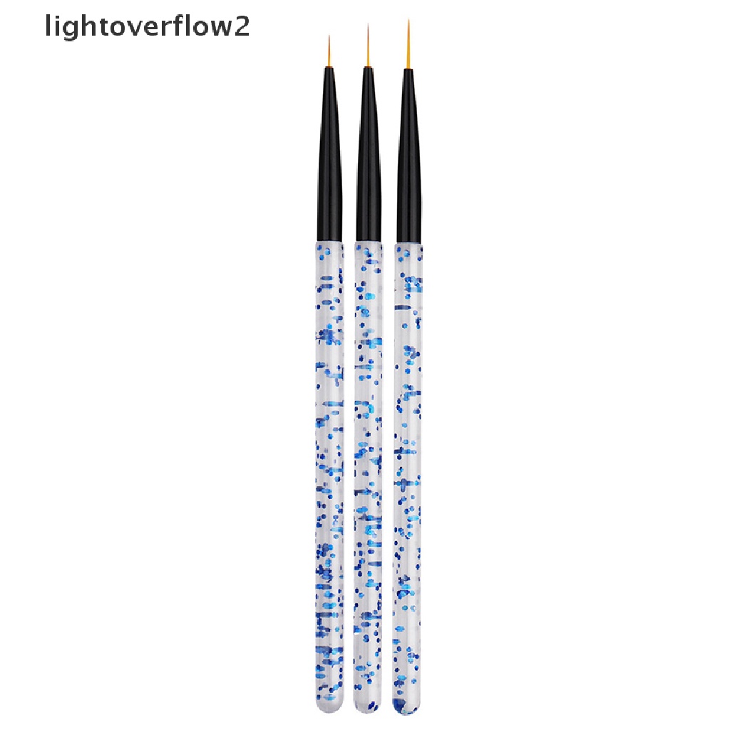 (lightoverflow2) 3pcs / Set Brush Pen Liner Kutek Gel UV Untuk Nail Art (ID)