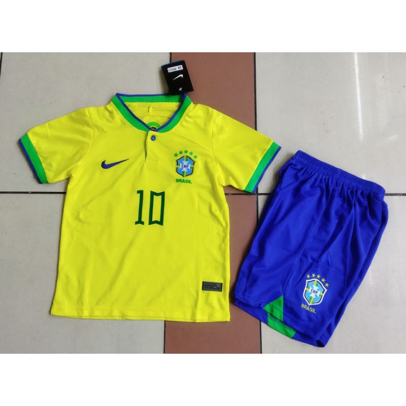 JERSEY BAJU BOLA ANAK BRAZIL HOME KIDS WORLD_CUP 2022 NEYMAR GRADE ORI