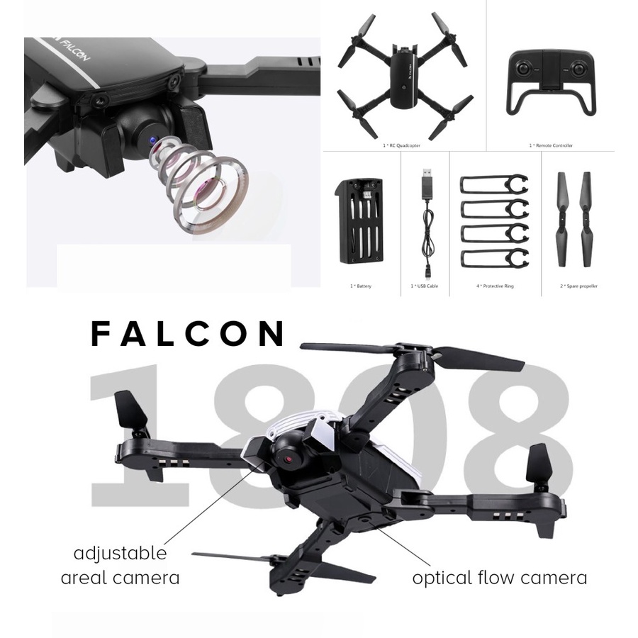 Falcon 1808 4K 16MP Wide Dual Camera Follow Me Drone