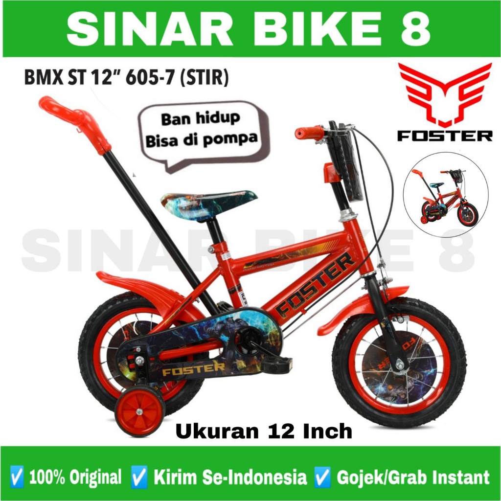 Sepeda Anak Laki BMX RICHBIKE 606-7 dan BMX FOSTER FT 605-7 Ban Pompa 2-4 Tahun Ukuran 12 Inch Stir