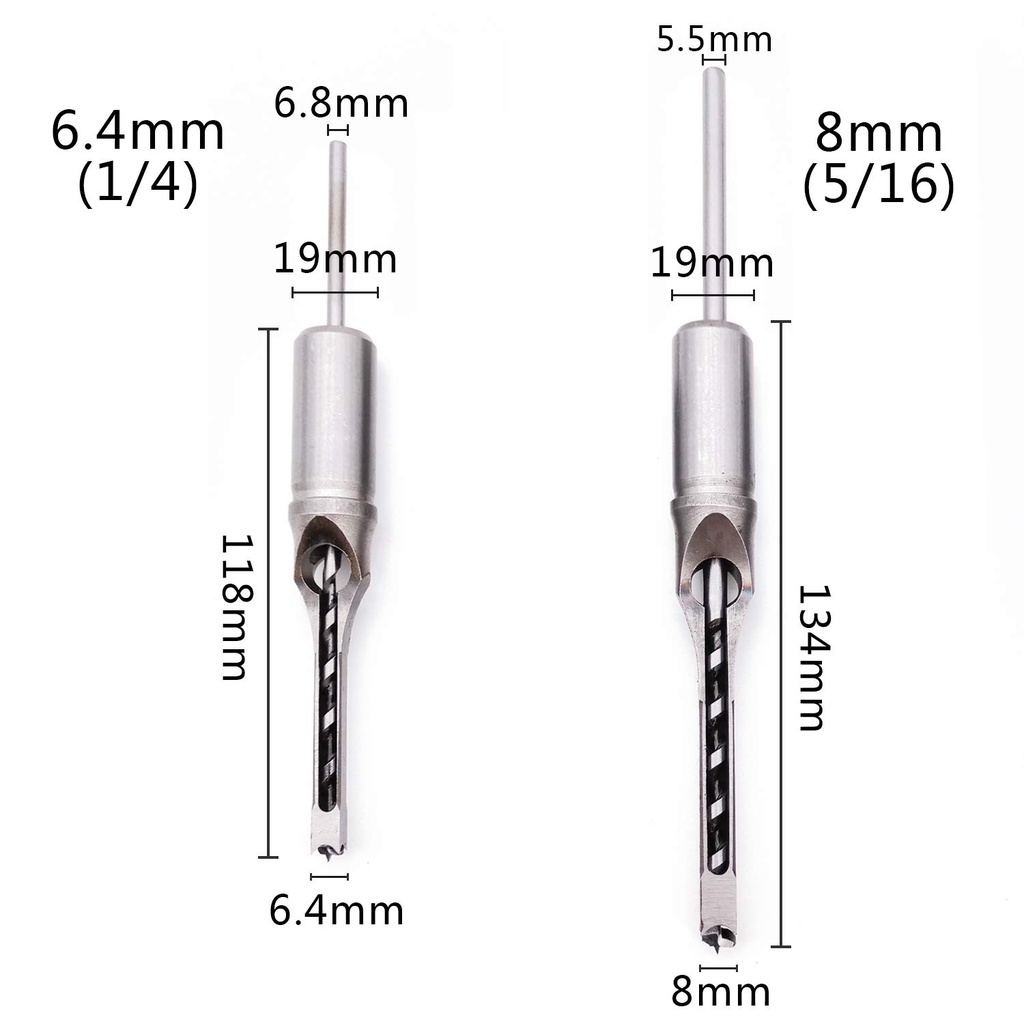 【Dikirim Dlm 24jam】4PCS/SET Mata Bor bobok kayu Persegi Hole Drill Bit Bahan Baja Kerajinan Kayu