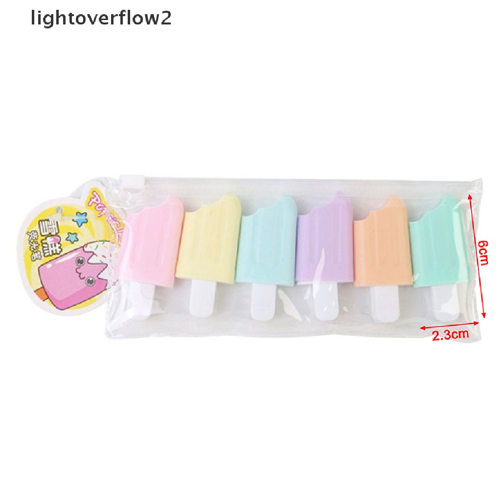 (lightoverflow2) 6pcs / Lot Spidol Mini Desain Kartun Kucing Es Krim Untuk Sekolah / Kantor