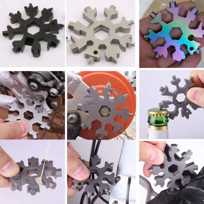 18 in 1 Snowflake Multi-tool Pocket Tool Spanner Hex Wrench Bottle