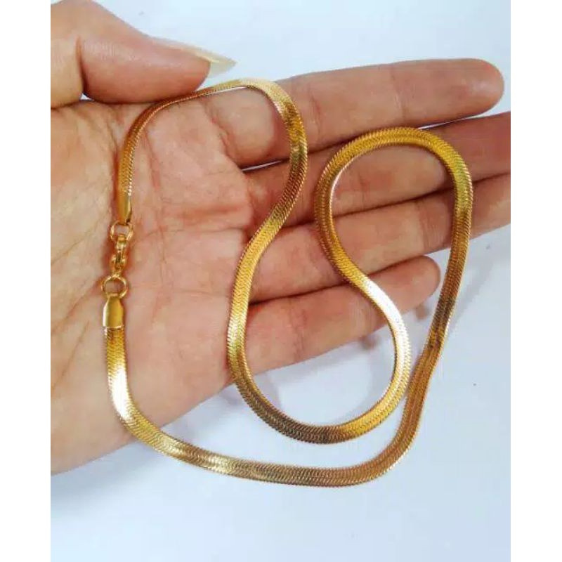 [100% Asli] Kalung Titanium Gepeng Pria Wanita Anti Karat Anti Luntur Model Terbaru