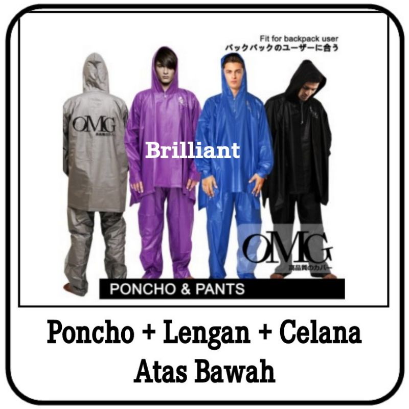 Jas Hujan OMG - Poncho / Poncho + Lengan / Poncho 2 Kepala / Jaket + Celana