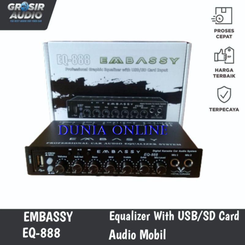 Jual Parametrik preamp Embassy EQ888 Bluetooth free adaptor equalizer