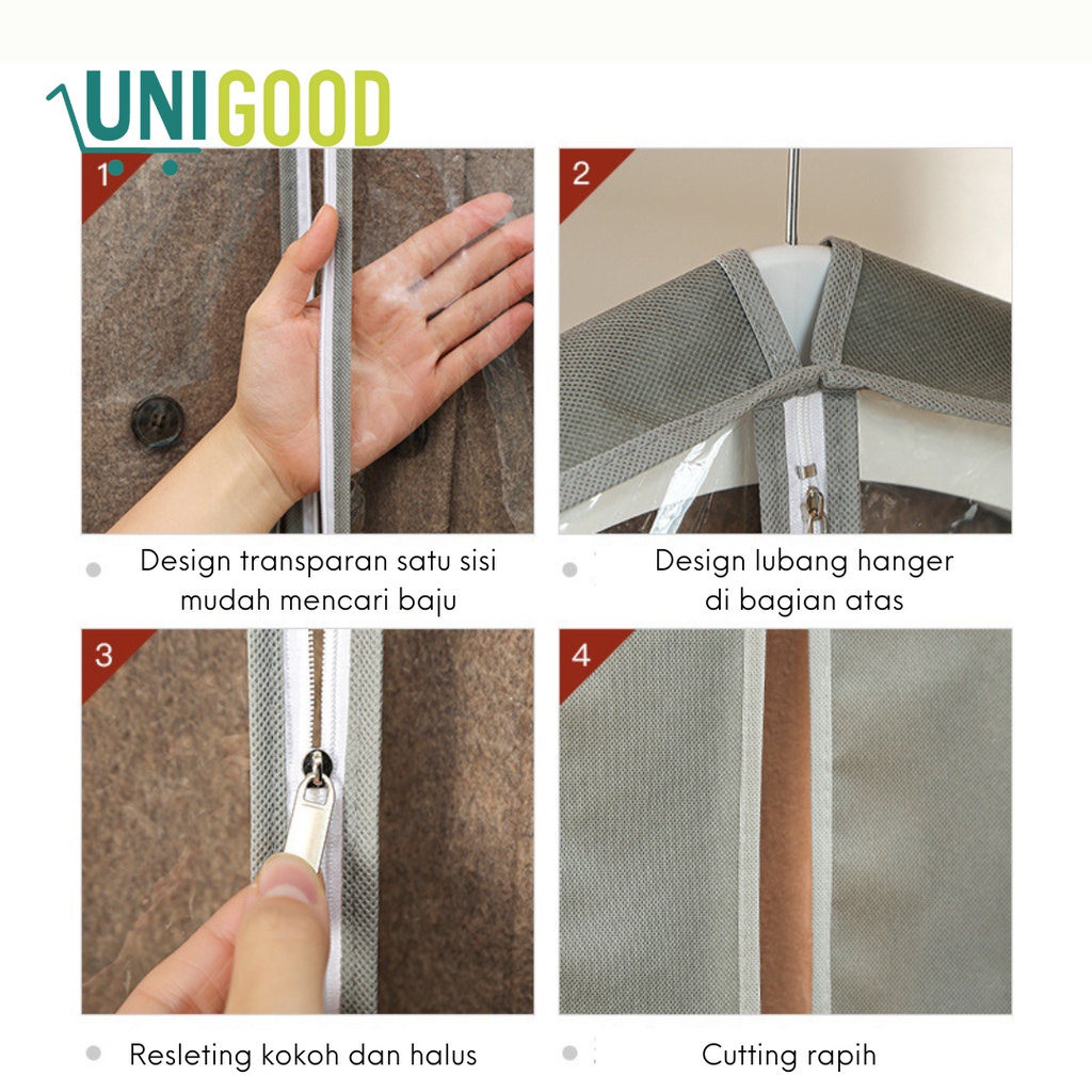 UNIGOOD - Cover Baju Tebal Premium Sarung Baju Anti Debu Waterproof