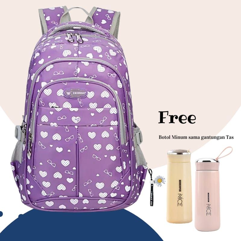 Ransel Untuk Anak Perempuan Tas Bahu Remaja Gadis Fashion Kapasitas Besar Tiga Ruang Dan Saku Laptop